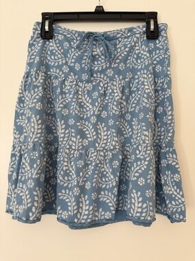 GAP Blue and White Tiered A-Line Skirt with Drawstring